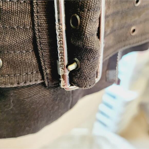 BURBERRY SIZE 14 LINEN BLACK ZIP UP BELTED LINED COAT - Picture 6 of 11